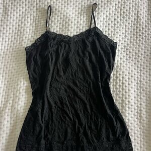 Vintage Black Lace Trim Cami Top